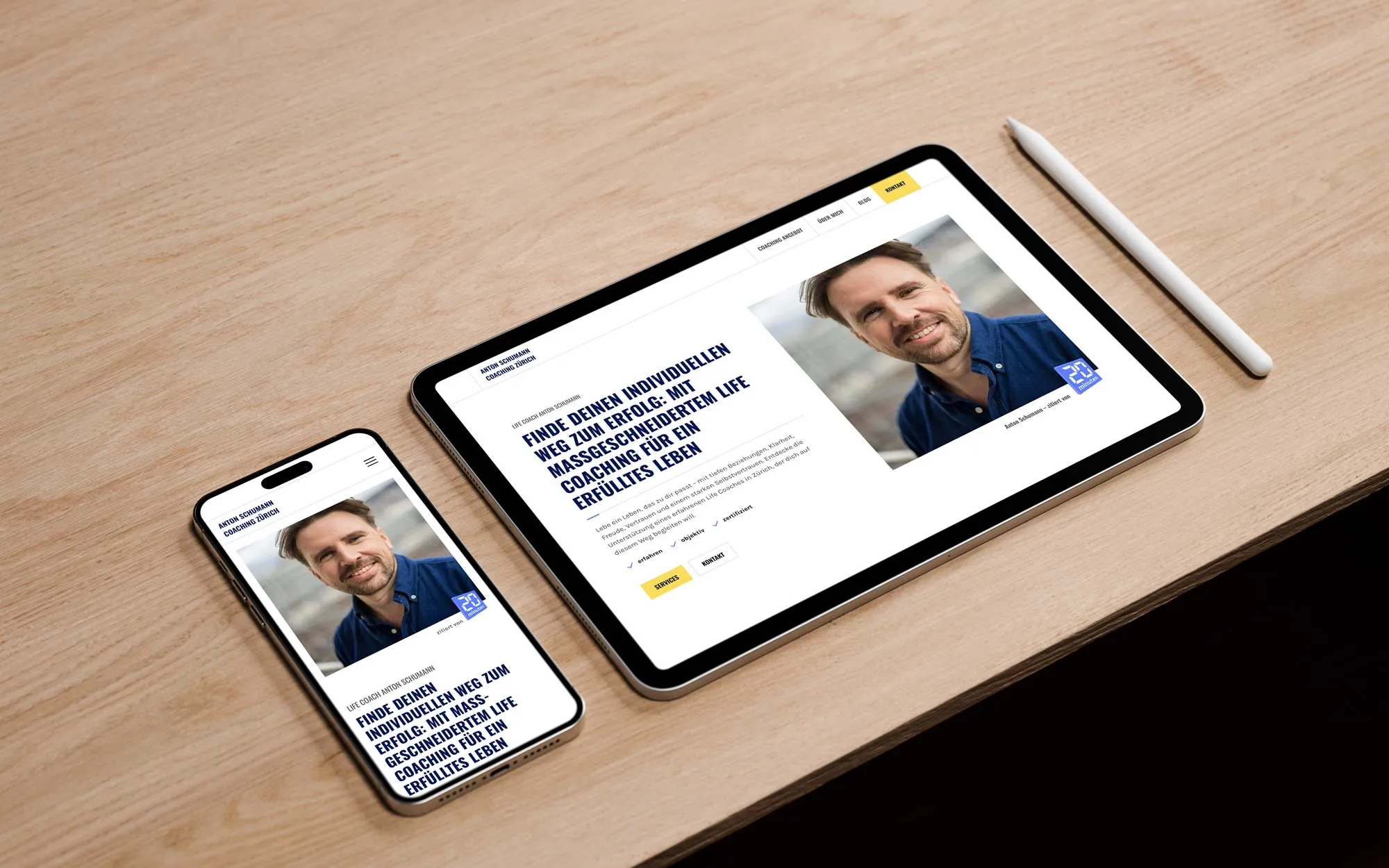 Anton Schumann Coaching Webflow-Website auf einem Laptop